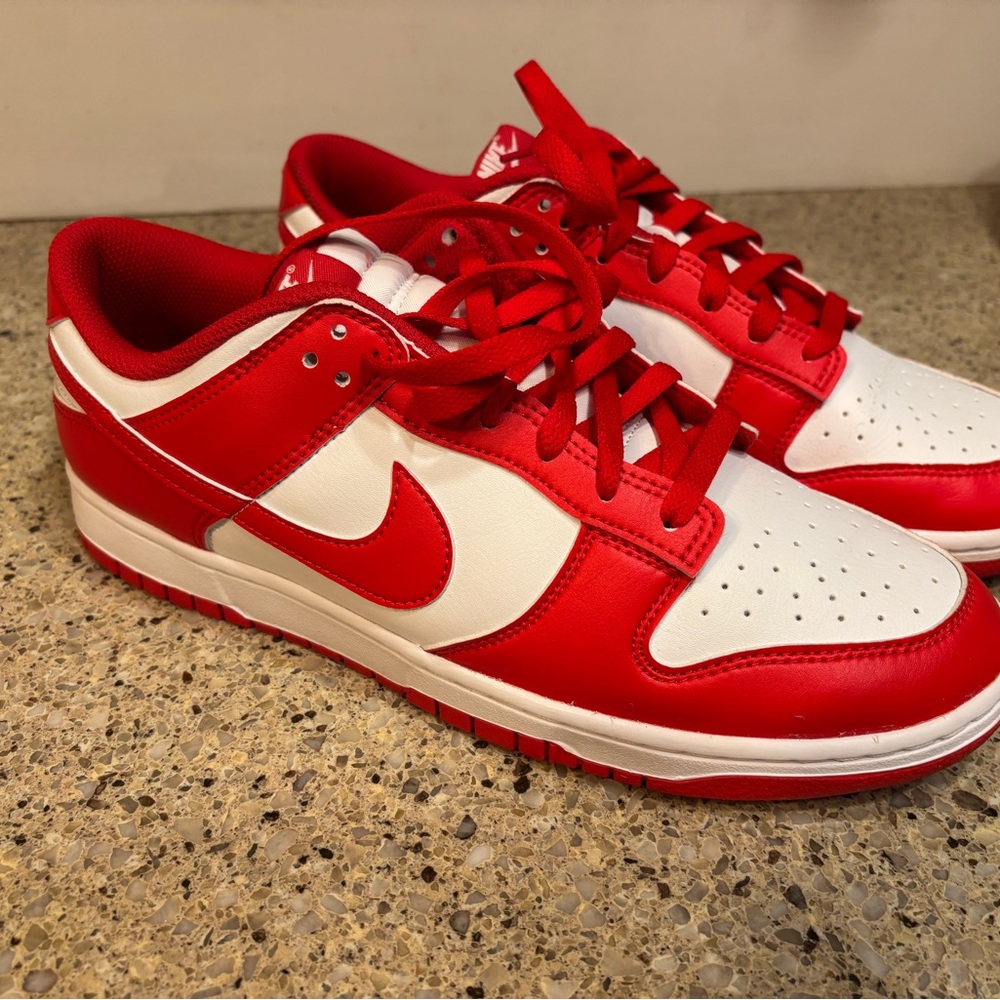 Nike Red and White Low-Top Sneakers